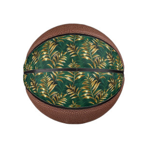 Seamless pattern with golden ferns mini basketball