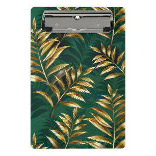 Seamless pattern with golden ferns mini clipboard