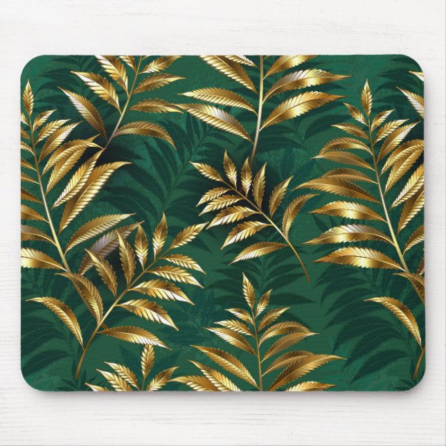 Seamless pattern with golden ferns mouse pad (Front)