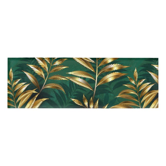 Seamless pattern with golden ferns name tag (Front)