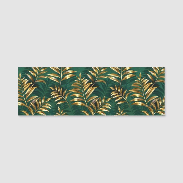 Seamless pattern with golden ferns name tag (Front)