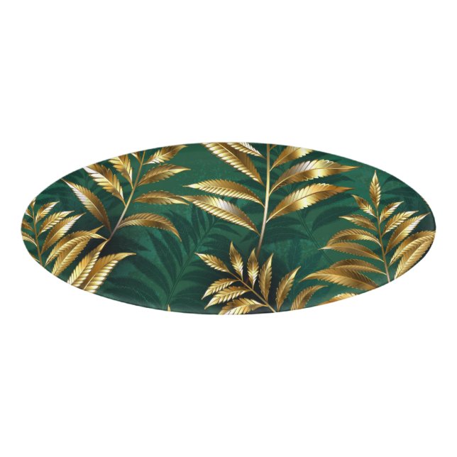 Seamless pattern with golden ferns name tag (Front)