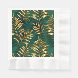 Seamless pattern with golden ferns napkin