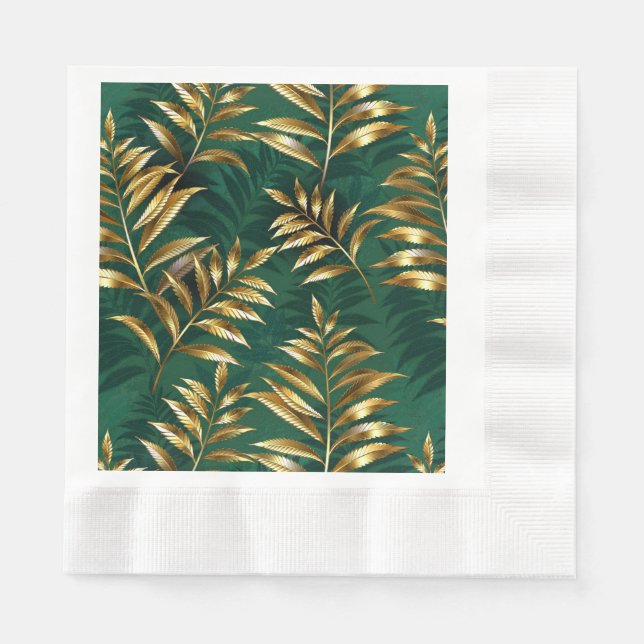 Seamless pattern with golden ferns napkin (Front)