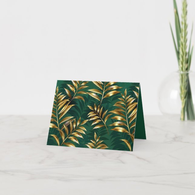 Seamless pattern with golden ferns note card (Front)