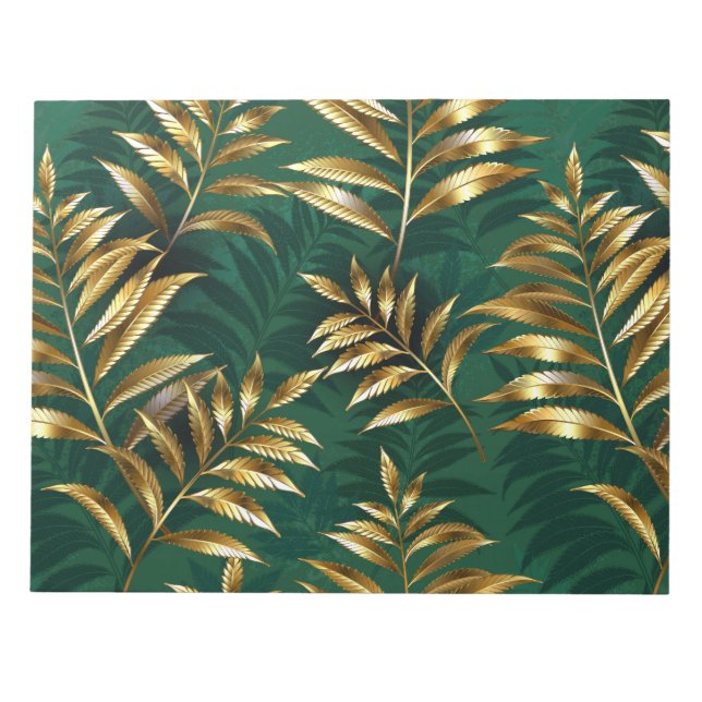Seamless pattern with golden ferns notepad (Front)