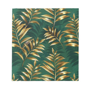 Seamless pattern with golden ferns notepad