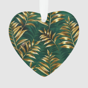 Seamless pattern with golden ferns ornament