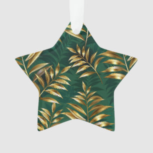 Seamless pattern with golden ferns ornament