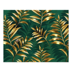 Seamless pattern with golden ferns photo print