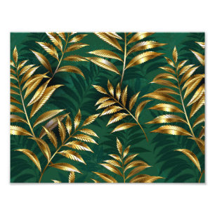 Seamless pattern with golden ferns photo print