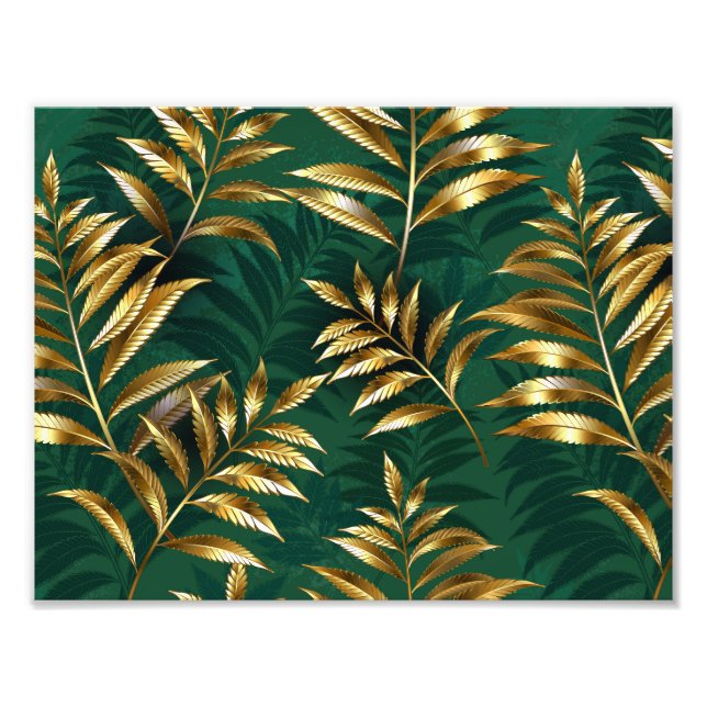 Seamless pattern with golden ferns photo print (Front)
