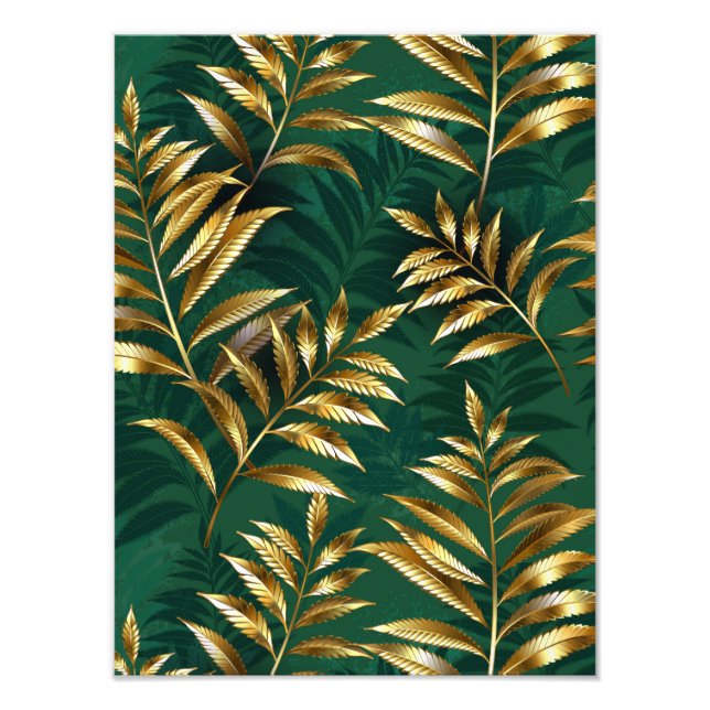 Seamless pattern with golden ferns photo print (Front)