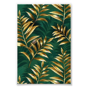 Seamless pattern with golden ferns photo print
