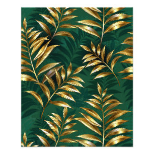 Seamless pattern with golden ferns photo print