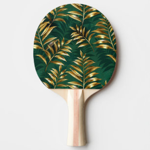 Seamless pattern with golden ferns ping pong paddle