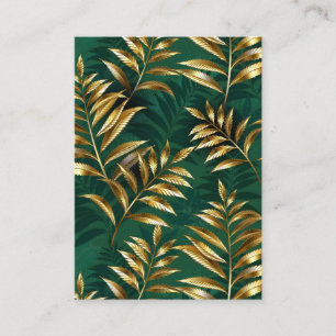 Seamless pattern with golden ferns place card