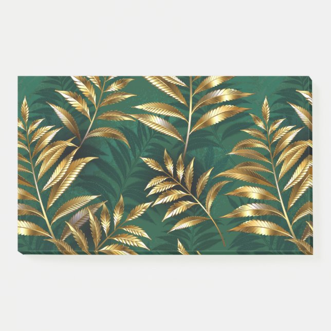 Seamless pattern with golden ferns post-it notes (Front)