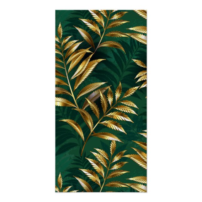Seamless pattern with golden ferns poster (Front)