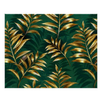 Seamless pattern with golden ferns