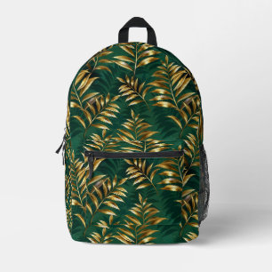 Seamless pattern with golden ferns printed backpack