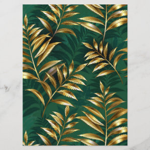 Seamless pattern with golden ferns programme