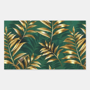 Seamless pattern with golden ferns rectangular sticker