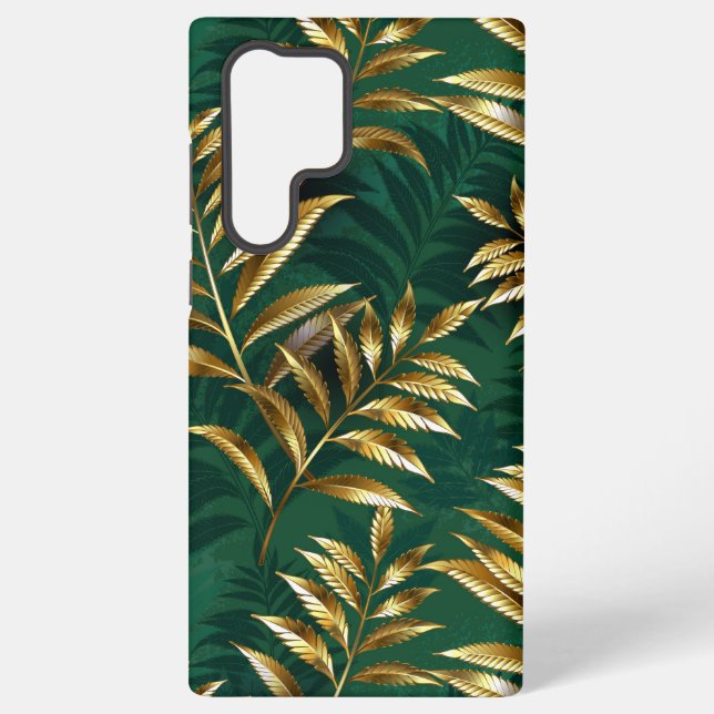 Seamless pattern with golden ferns samsung galaxy s22 ultra case (Back)