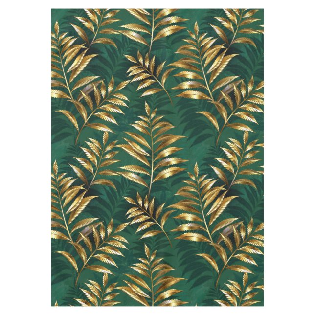 Seamless pattern with golden ferns tablecloth (Front)