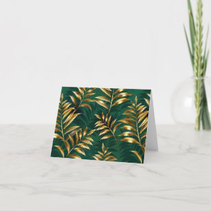 Seamless pattern with golden ferns thank you card