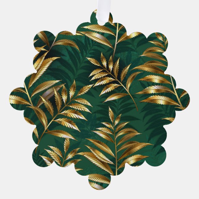 Seamless pattern with golden ferns tree decoration card (Front)