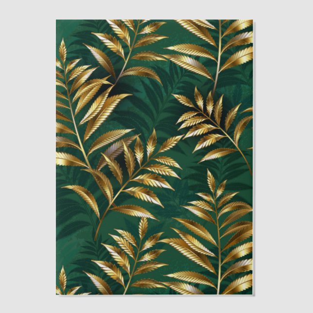 Seamless pattern with golden ferns vellum invitations (Front)