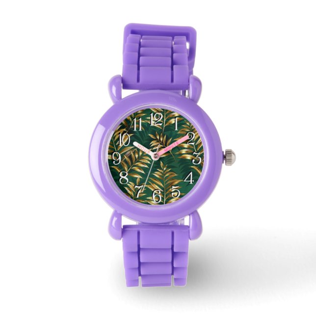 Seamless pattern with golden ferns watch (Front)
