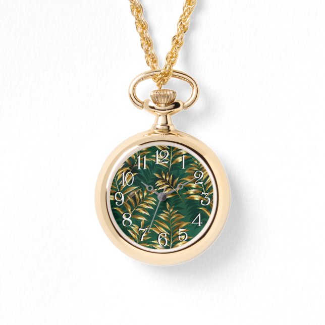 Seamless pattern with golden ferns watch (Front)