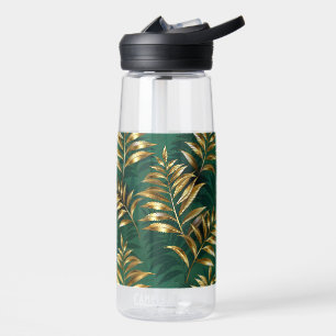 Seamless pattern with golden ferns water bottle