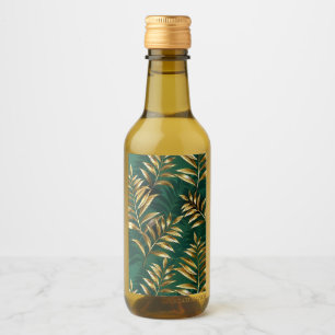 Seamless pattern with golden ferns wine label
