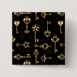 Seamless Pattern with Golden Keys 15 Cm Square Badge