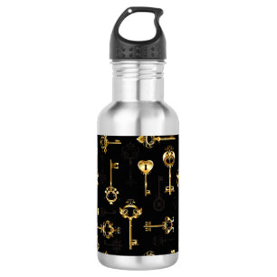 Seamless Pattern with Golden Keys 532 Ml Water Bottle
