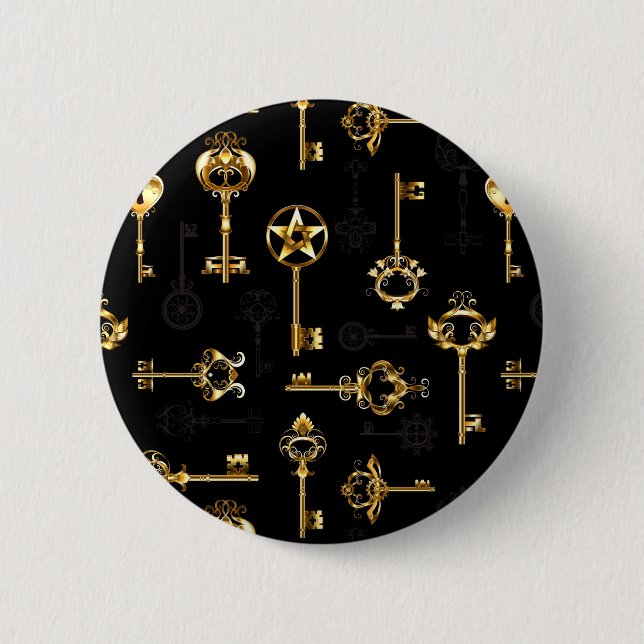 Seamless Pattern with Golden Keys 6 Cm Round Badge (Front)