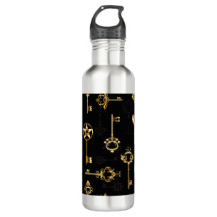 Seamless Pattern with Golden Keys 710 Ml Water Bottle