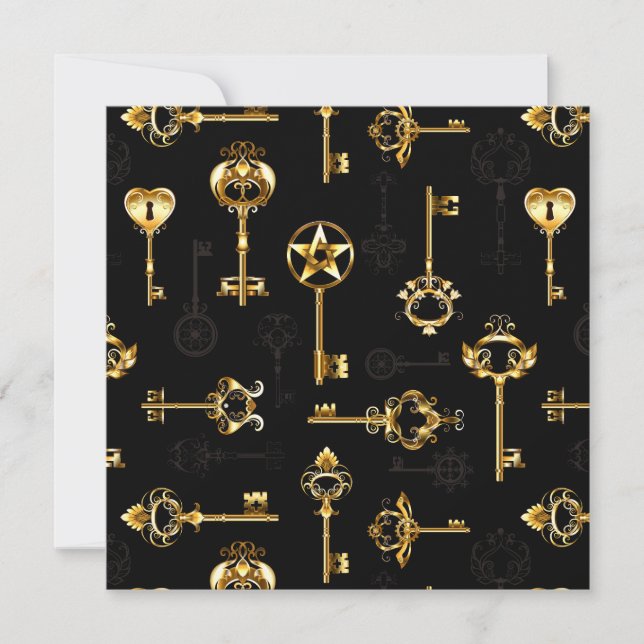 Seamless Pattern with Golden Keys Announcement (Front)