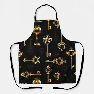 Seamless Pattern with Golden Keys Apron