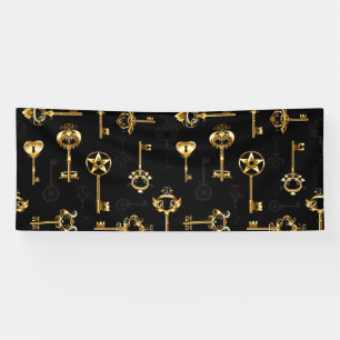 Seamless Pattern with Golden Keys Banner