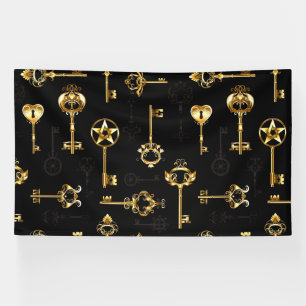Seamless Pattern with Golden Keys Banner