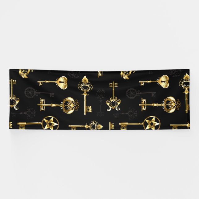 Seamless Pattern with Golden Keys Banner (Horizontal)
