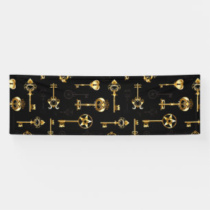 Seamless Pattern with Golden Keys Banner