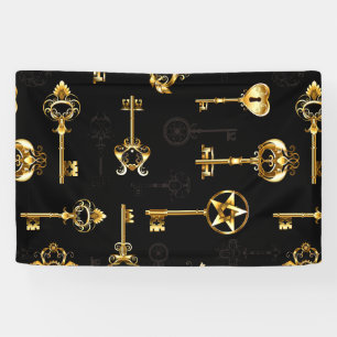Seamless Pattern with Golden Keys Banner