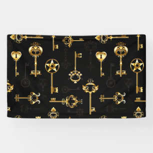 Seamless Pattern with Golden Keys Banner