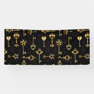 Seamless Pattern with Golden Keys Banner