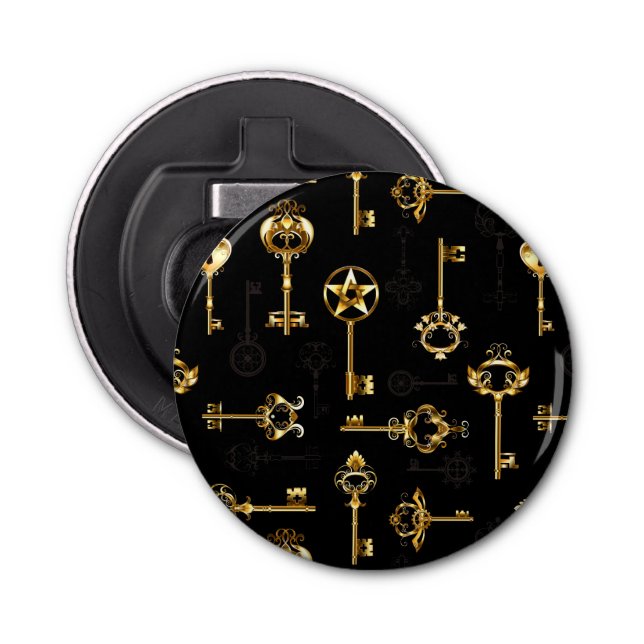 Seamless Pattern with Golden Keys Bottle Opener (Front)